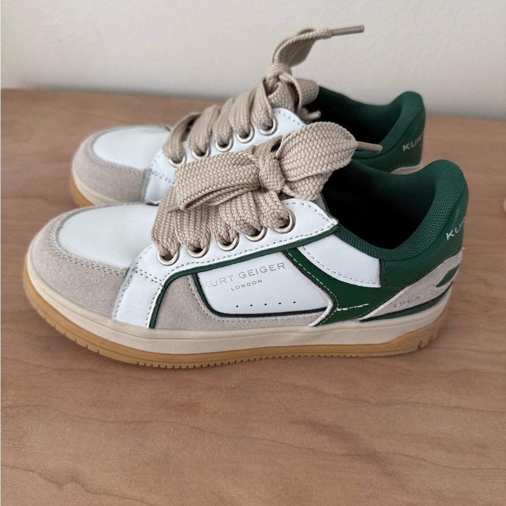 Kurt Geiger London Boys Southbank White, Green, and Beige Sneakers